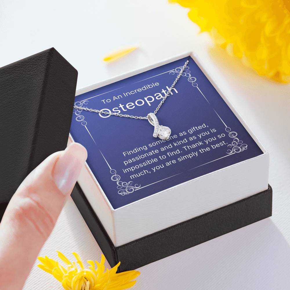 Osteopath Pendant Necklace Jewelry, Message Card gift from patient