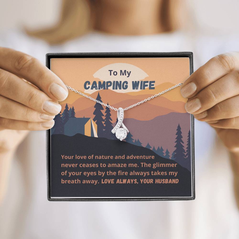 Camper wife pendant necklace jewelry, message card gift for wife