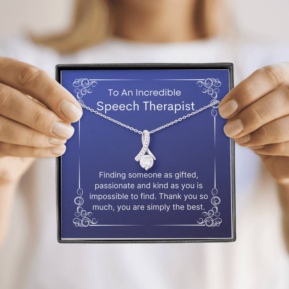 Speech Therapist Pendant Necklace Message Card, Thank you Necklace for Therapist, Pendant Necklace Gift for Professional