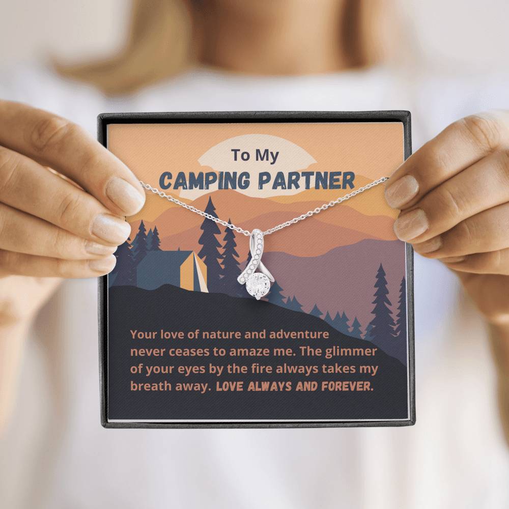 Camping Partner pendant necklace, gift for girlfriend, wife, gift from husband