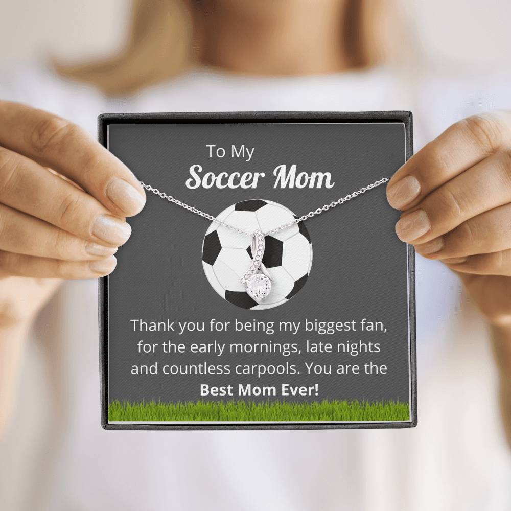 Soccer Mom Necklace Message Card, Soccer Mom Gift for her, Pendant Necklace for Mom