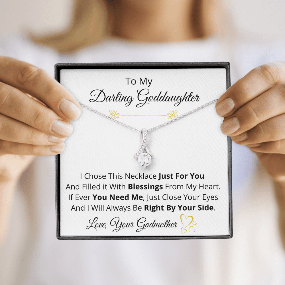 To My Goddaughter, Pendant Necklace from Godmother, Message Card Gift Set