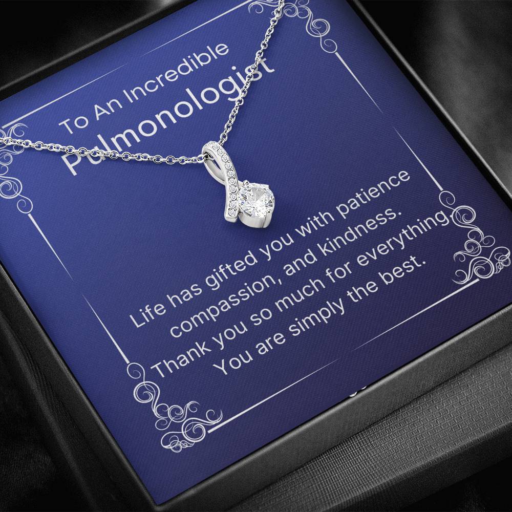 Pulmonologist Pendant Necklace Message Card, Thank you Necklace for Respiratory Therapist, Pendant Necklace Gift for Professional