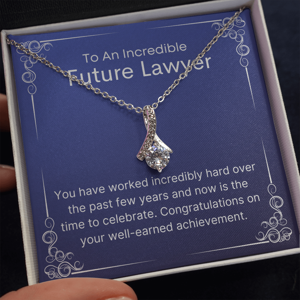 Future Lawyer Gift Set, Pendant Necklace Message Card