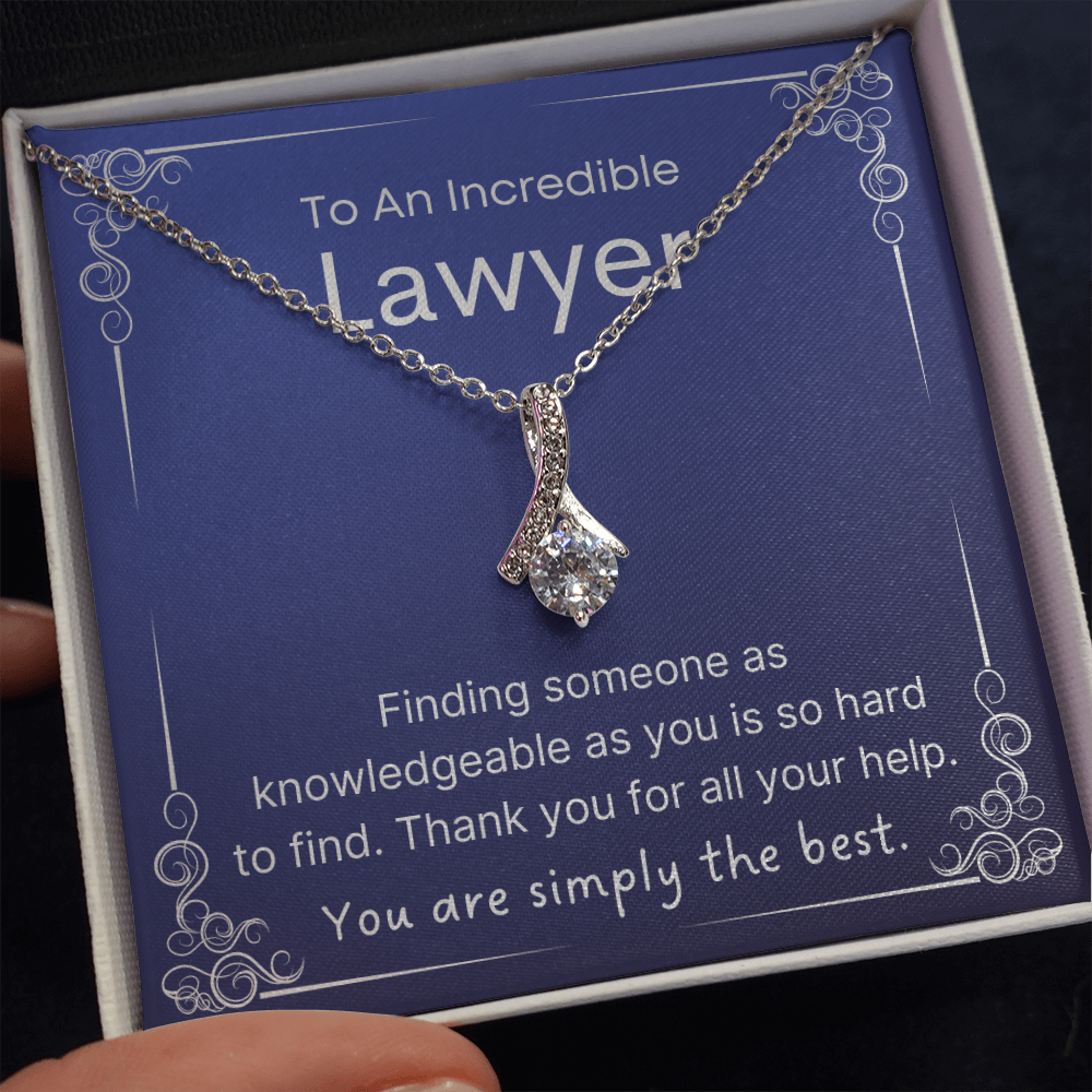 Lawyer Thank You Gift Set, Pendant Necklace Message Card
