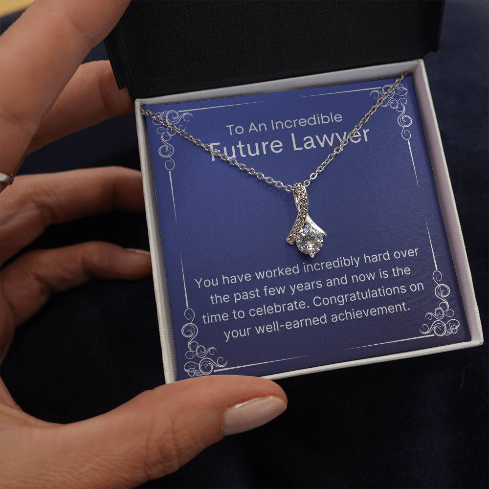 Future Lawyer Gift Set, Pendant Necklace Message Card