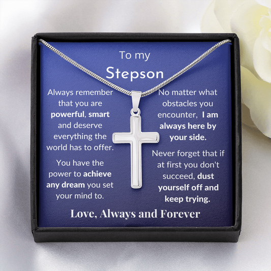 Personalized Gift for Stepson, Gift from Stepmother, Gift from Stepfather, Cross for Stepson, Birthday Gift, Custom Message