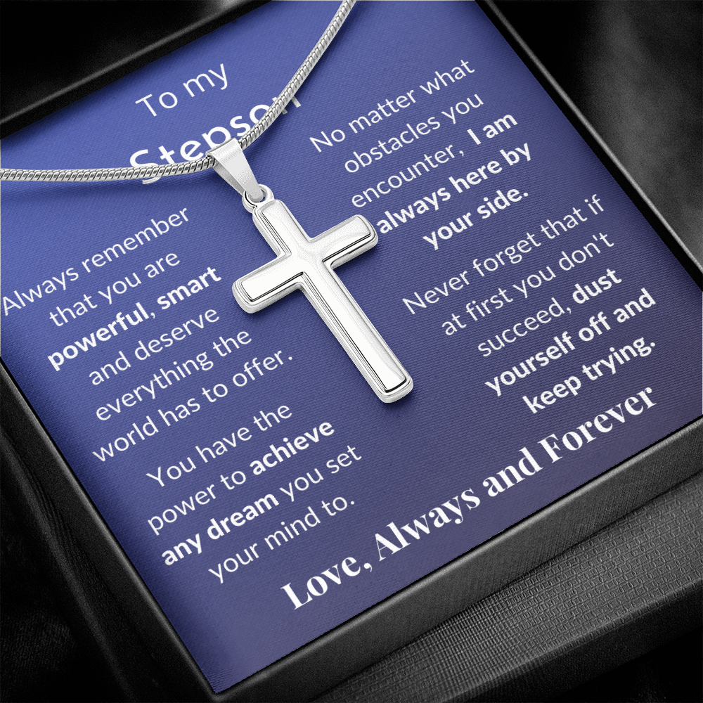 Personalized Gift for Stepson, Gift from Stepmother, Gift from Stepfather, Cross for Stepson, Birthday Gift, Custom Message