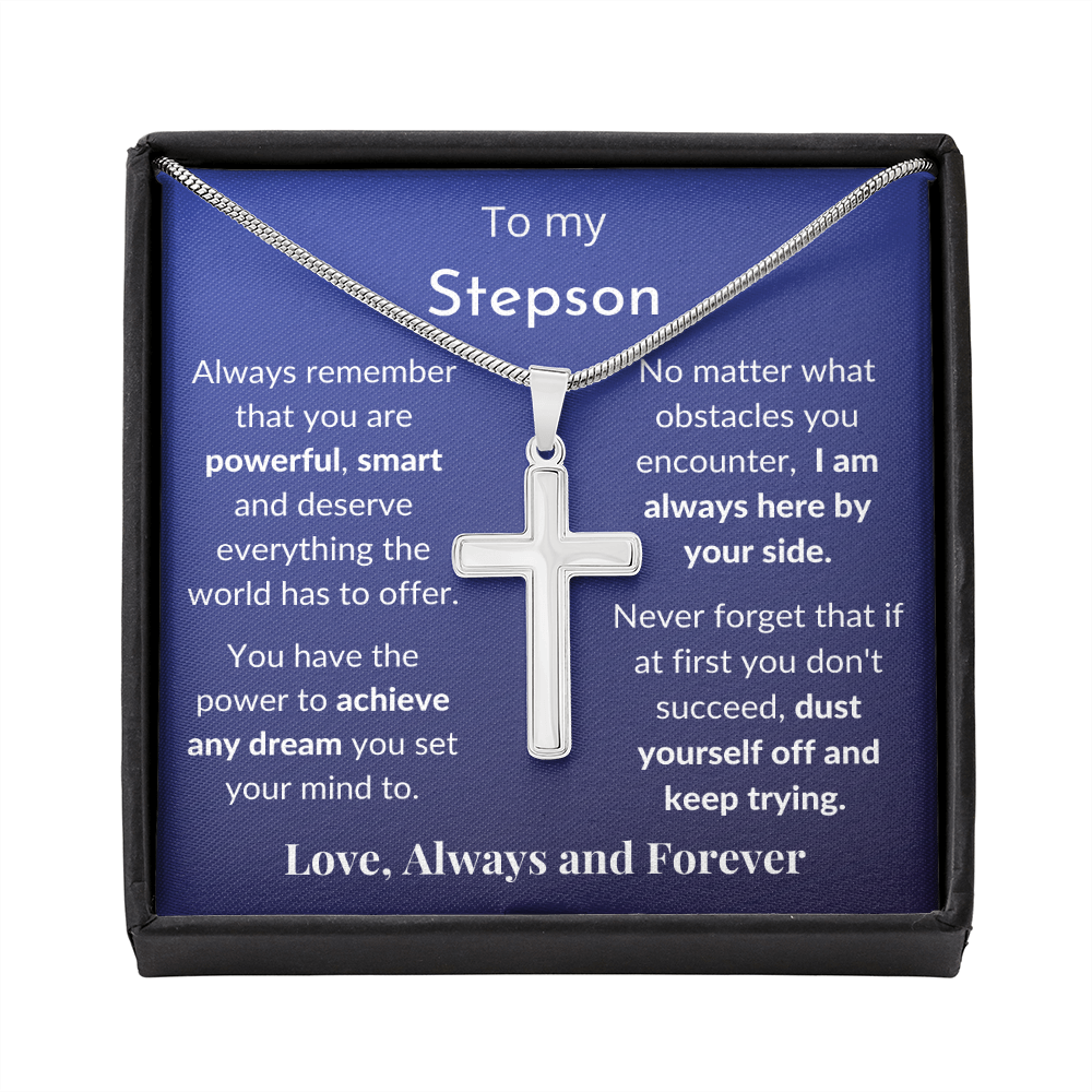 Personalized Gift for Stepson, Gift from Stepmother, Gift from Stepfather, Cross for Stepson, Birthday Gift, Custom Message