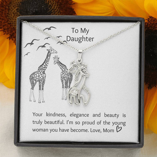 To my Daughter Swarovski Pendant Birthstone Necklace Silver Gold