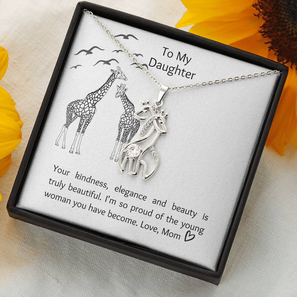 To my Daughter Swarovski Pendant Birthstone Necklace Silver Gold