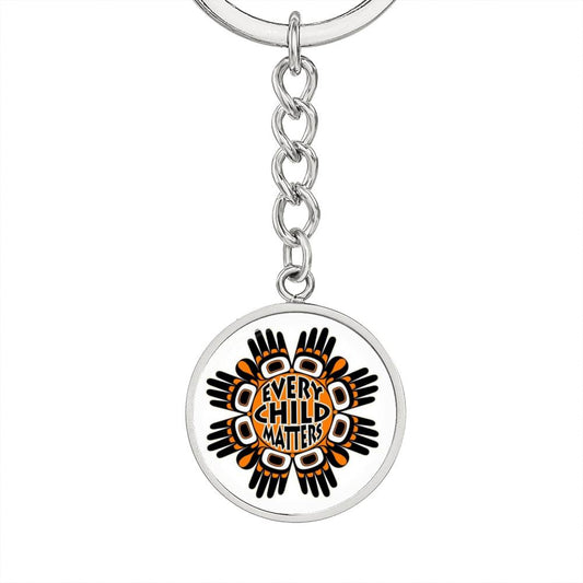 Every Child Matters Indigenous Community Canada Circle Pendant Personalized Keychain Silver Gold