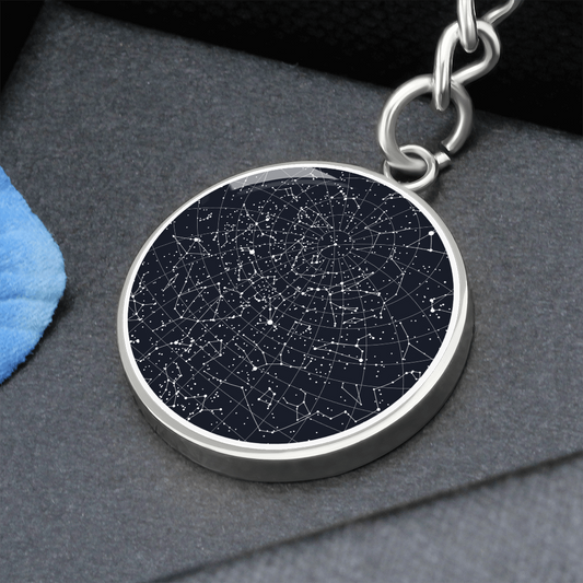 Personalized Celestial Night Sky Circle Pendant Keychain