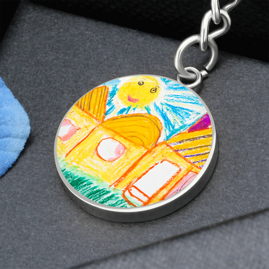 Child Drawing Circle Pendant Necklace