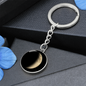 Personalized Crescent Moon Right Circle Pendant Keychain