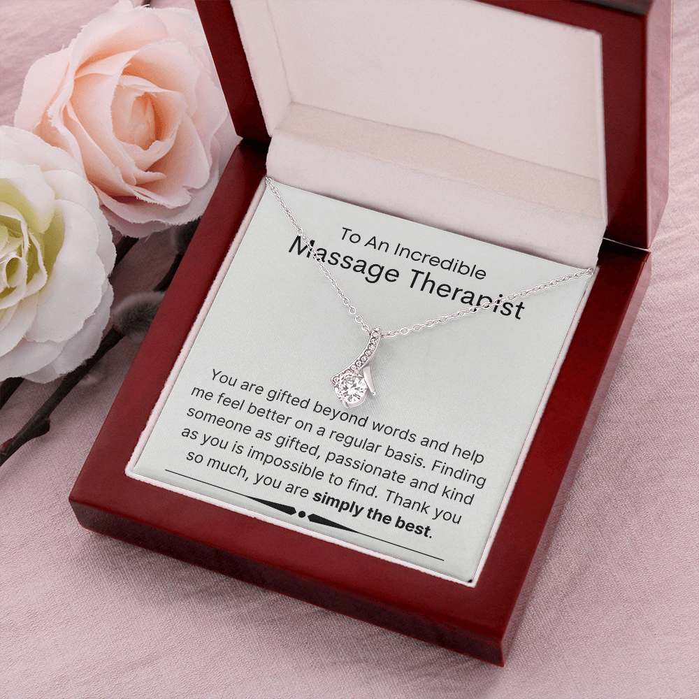 Massage Therapist Pendant Necklace Jewelry, Message Card gift from patient