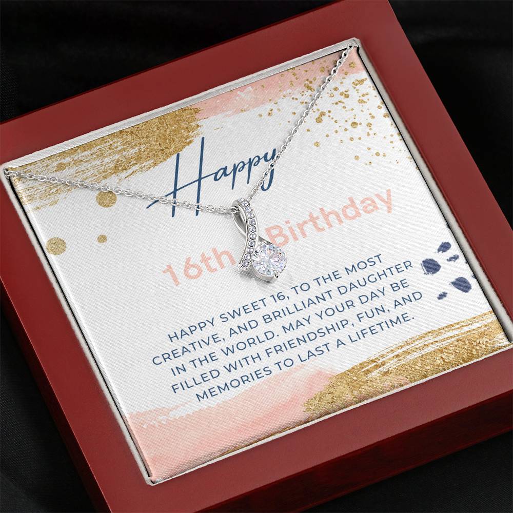 Happy 16th Birthday Gift Present Alluring Beauty Necklace Chain 14K White Gold