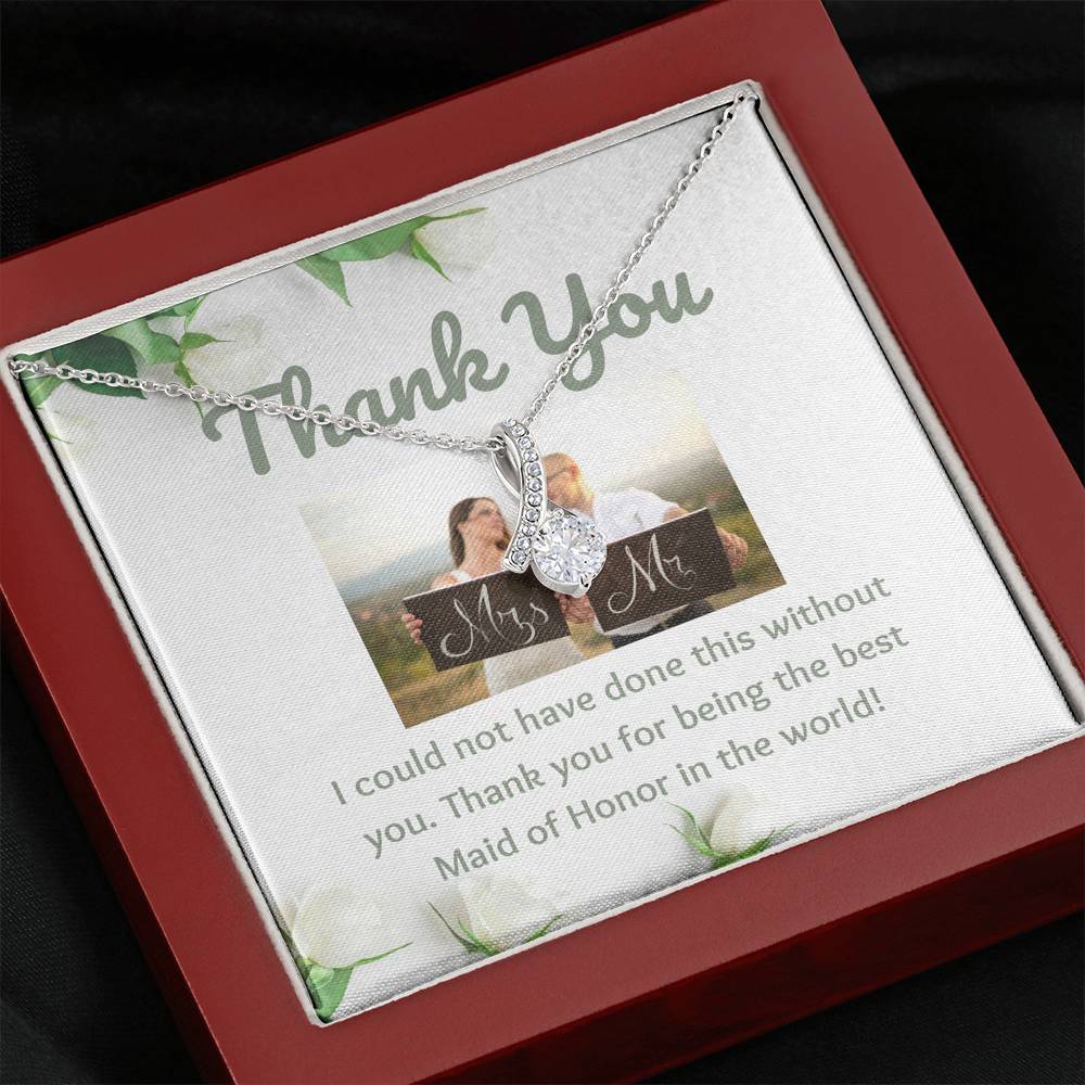 Thank You Maid Of Honor Pendant Necklace Gift Buyer Upload Photo Message Card Post Wedding Gift