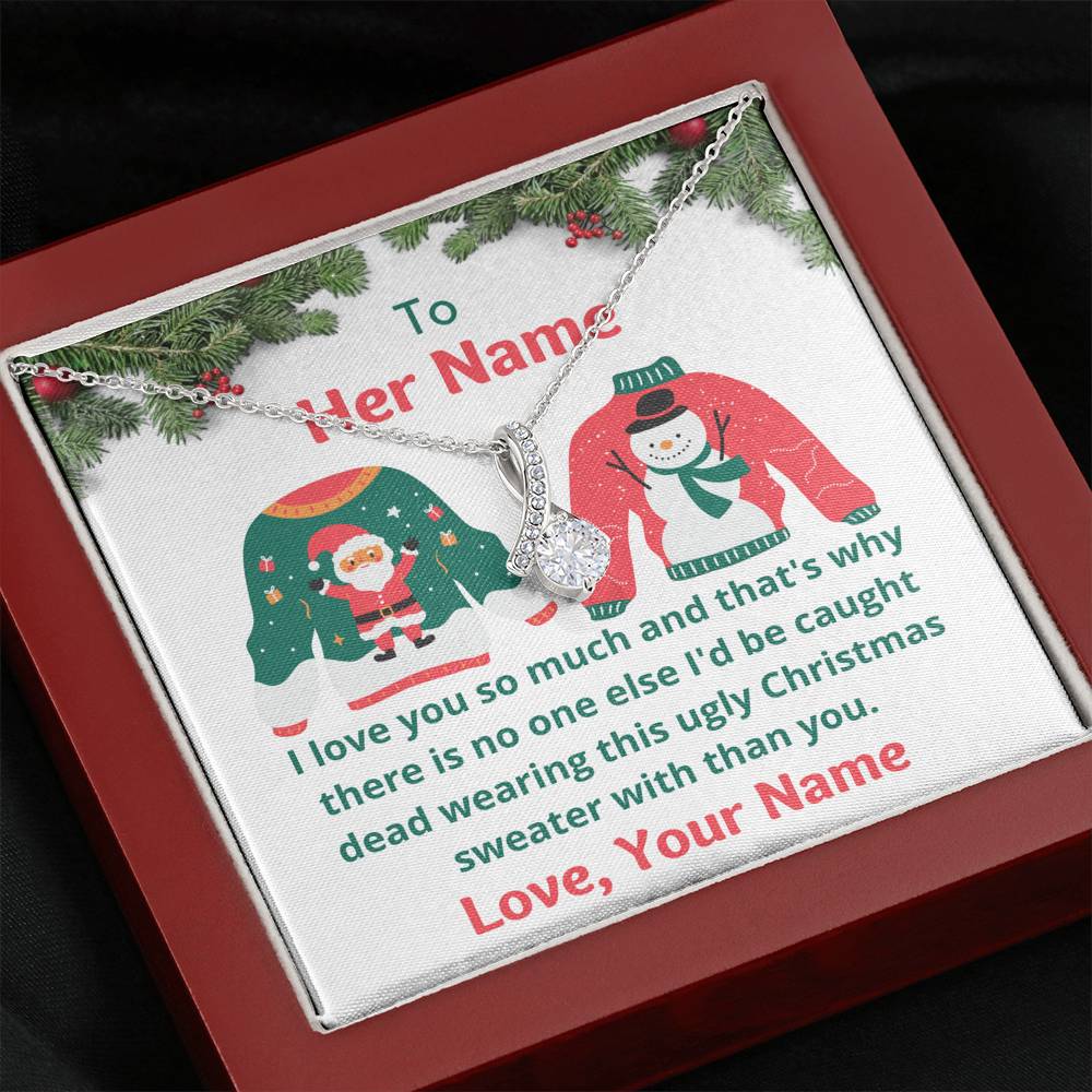 Personalized Ugly Sweater Message Card, Jewelry for Her