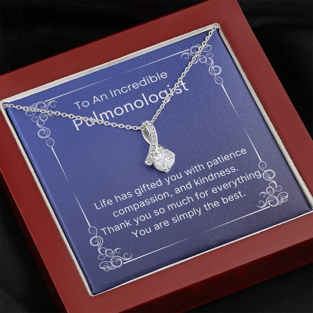 Pulmonologist Pendant Necklace Message Card, Thank you Necklace for Respiratory Therapist, Pendant Necklace Gift for Professional