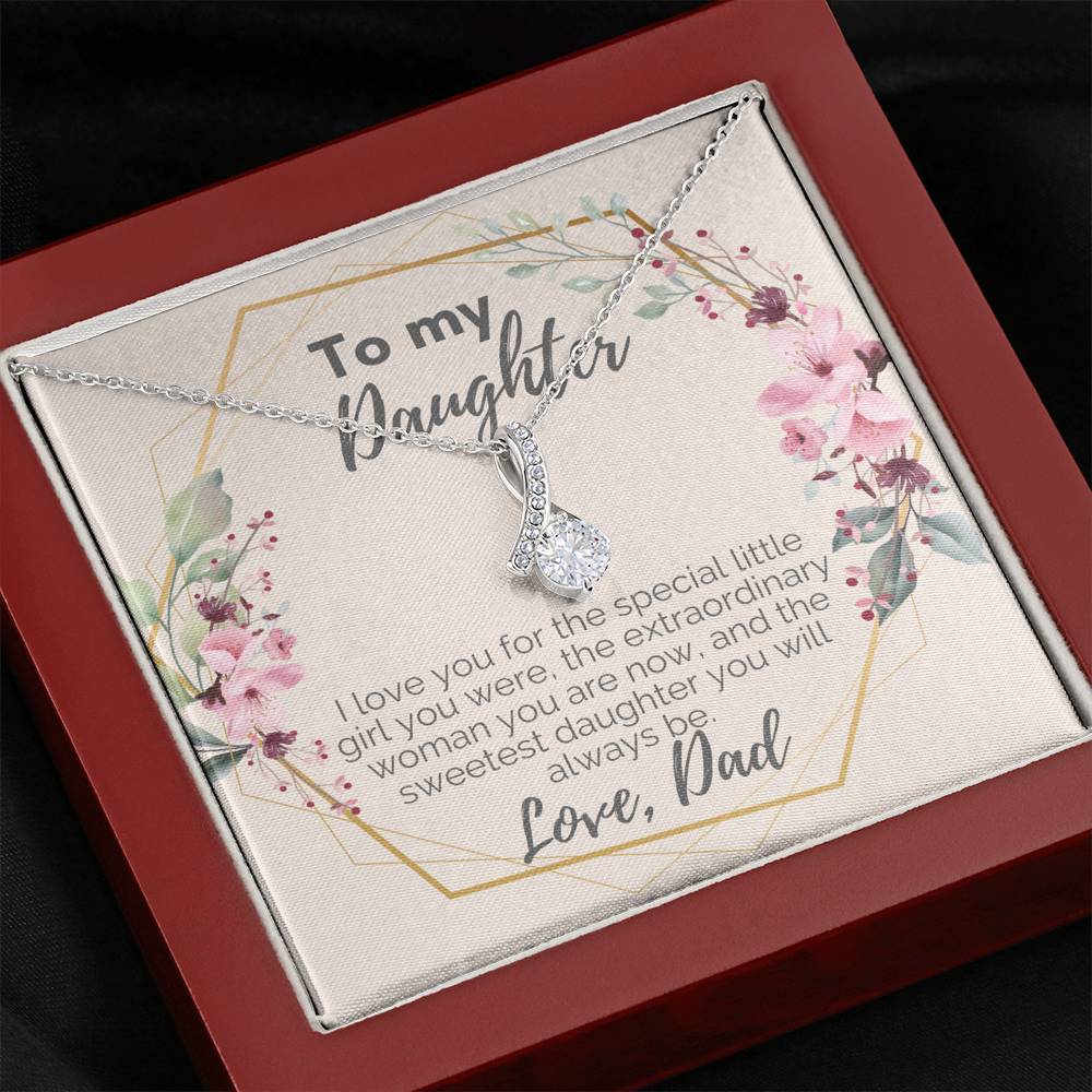 To My Daughter Pendant Necklace, Gift from Dad to Daughter, Custom Message Card, Birthday Present