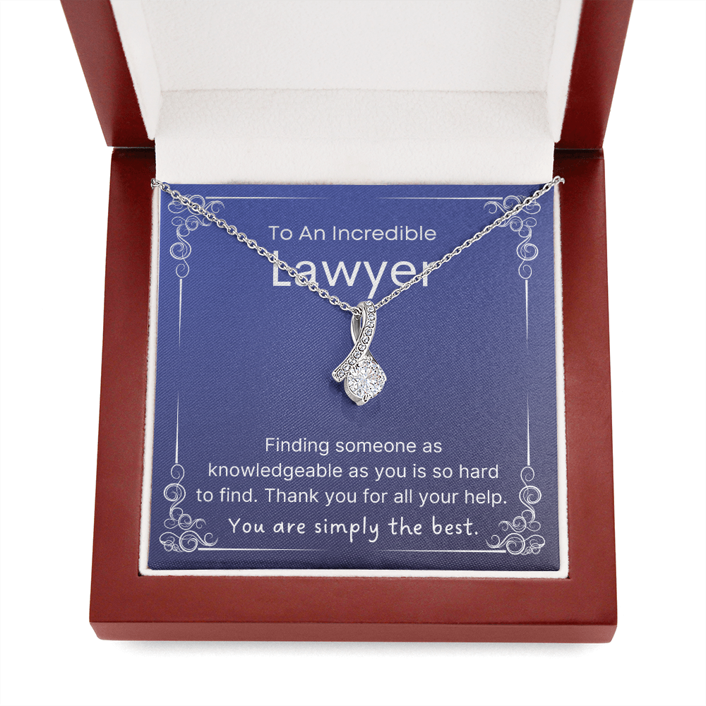 Lawyer Thank You Gift Set, Pendant Necklace Message Card