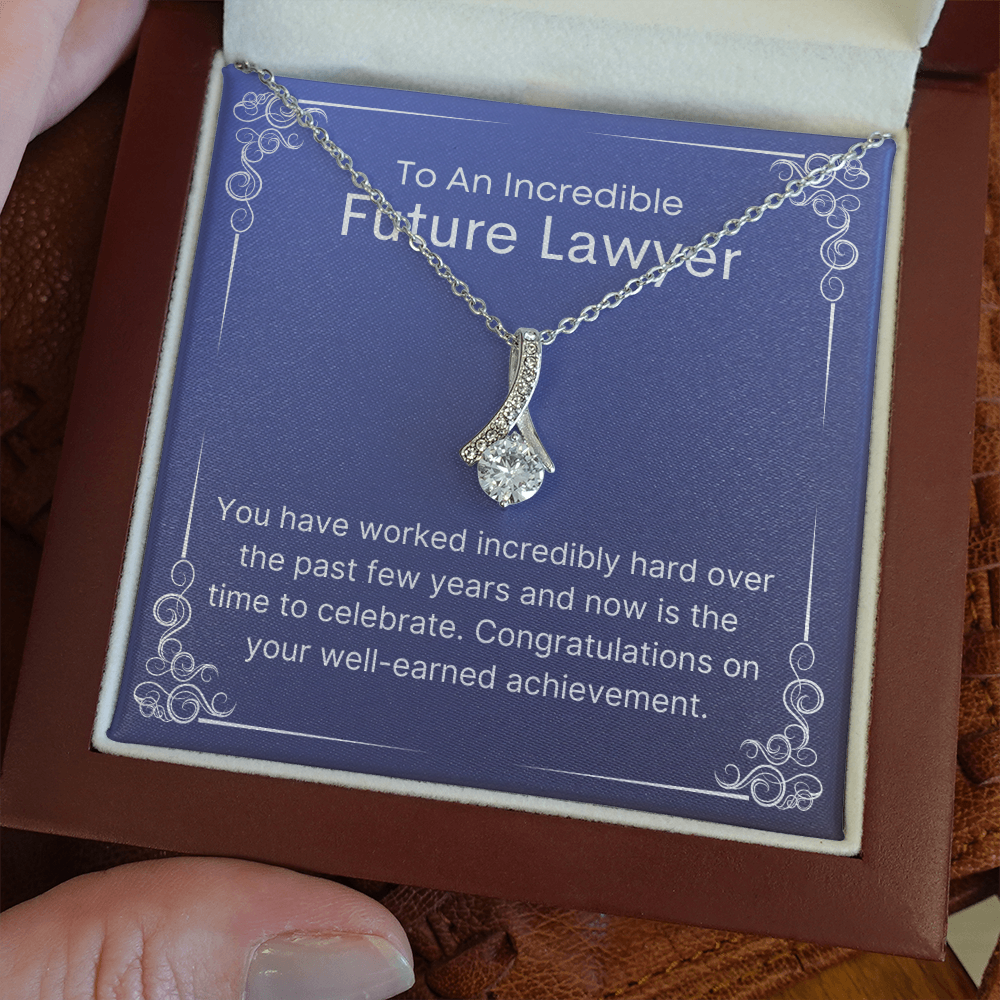 Future Lawyer Gift Set, Pendant Necklace Message Card