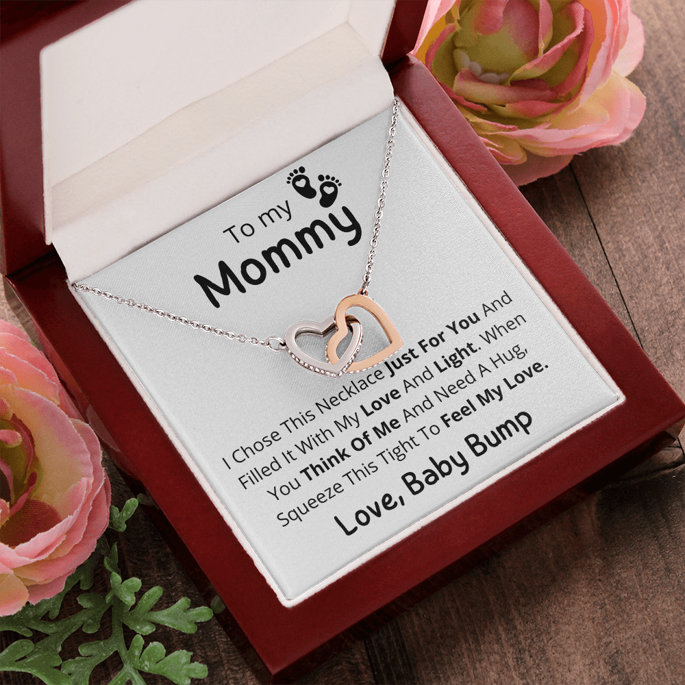 To My Mommy, Mother's Day Double Hearts Necklace, From Baby Bump