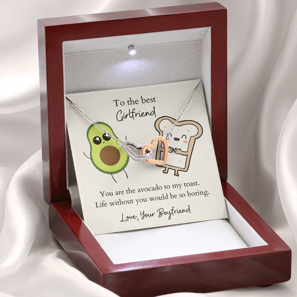 To the Best Girlfriend Avocado Toast Two Interlocked Hearts Necklace