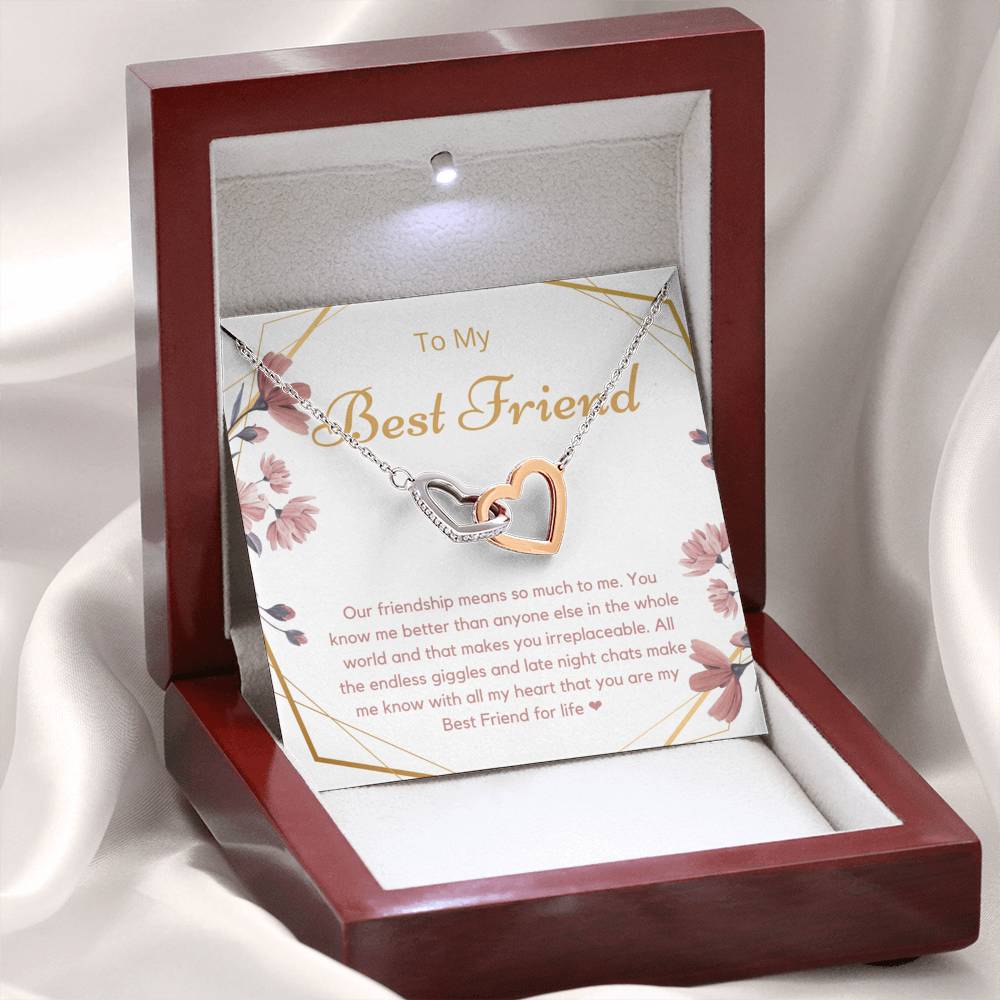 To My Best Friend Two Heart Necklace, Gift for Bestie, Soul Sister, Unbiological Sister Gift