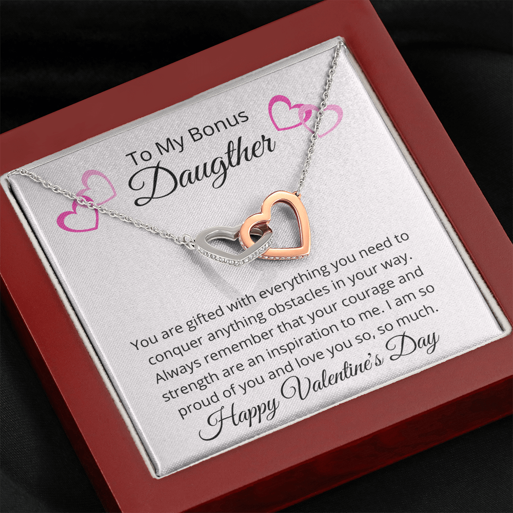 To My Bonus Daughter - Happy Valentine's Day Pendant Necklace