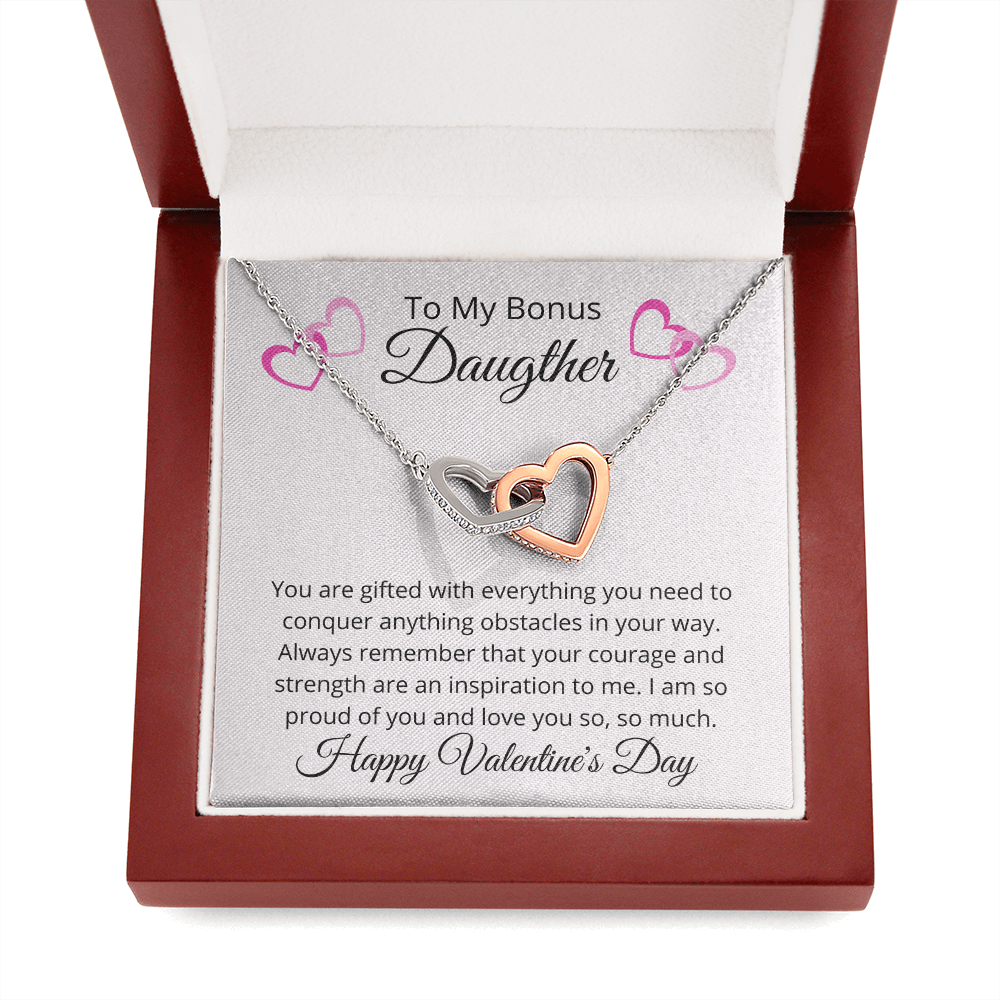 To My Bonus Daughter - Happy Valentine's Day Pendant Necklace