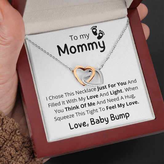 To My Mommy, Mother's Day Double Hearts Necklace, From Baby Bump