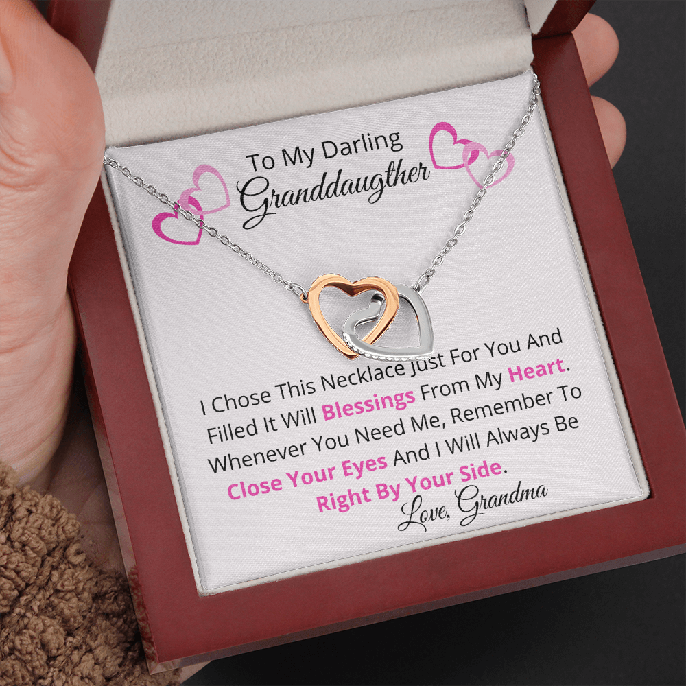 To My Darling Granddaughter - Valentine's Day Double Hearts Pendant Necklace