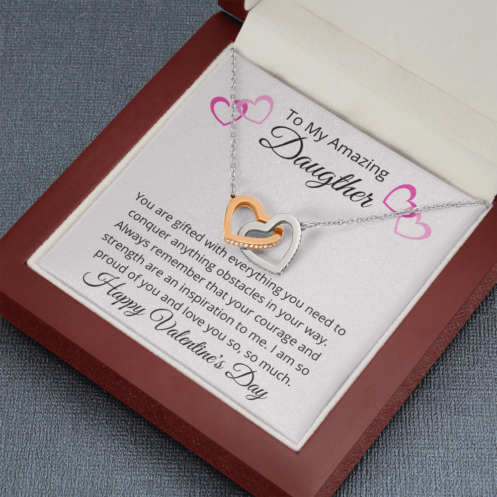 To My Amazing Daughter, Happy Valentine's Day Double Heart Pendant