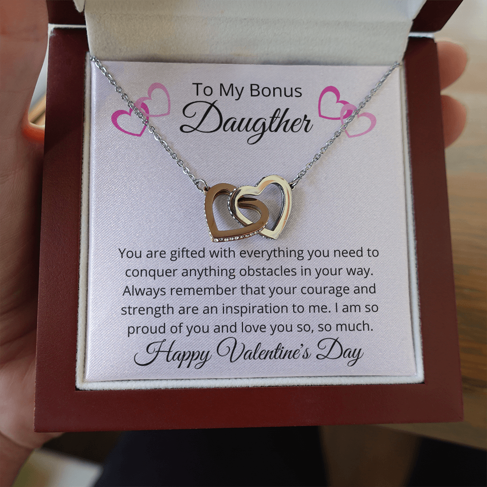 To My Bonus Daughter - Happy Valentine's Day Pendant Necklace