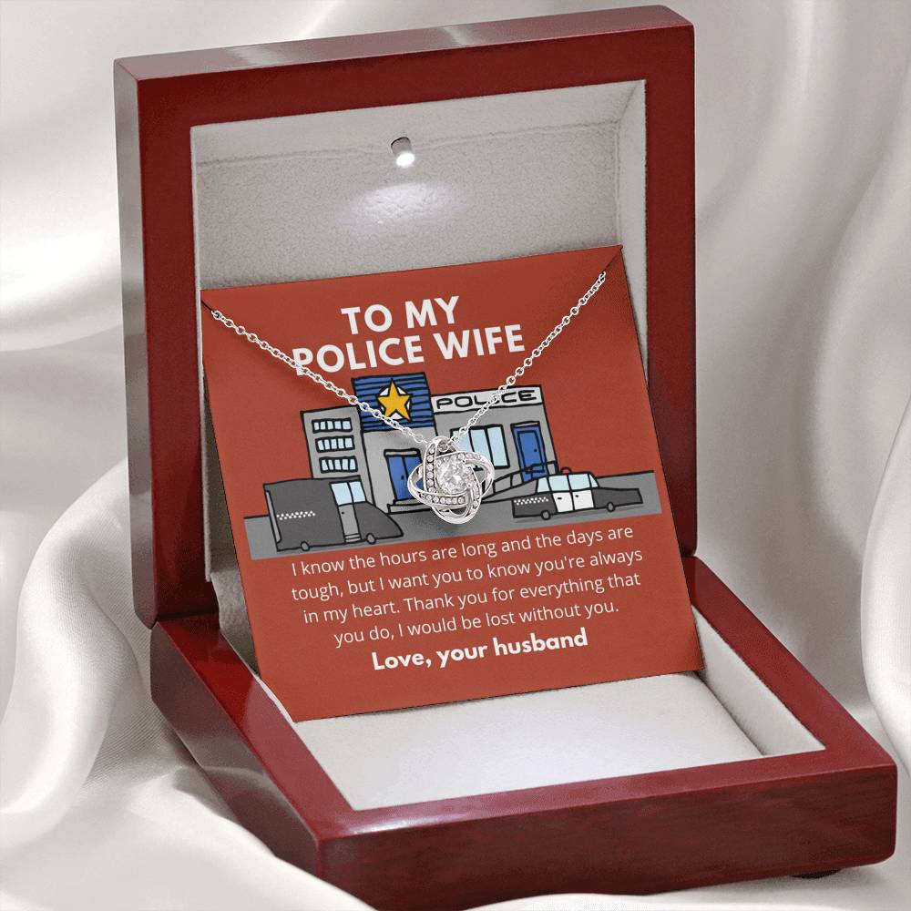 Police Wife Pendant Necklace Jewelry, Message Card, Gift for Wife