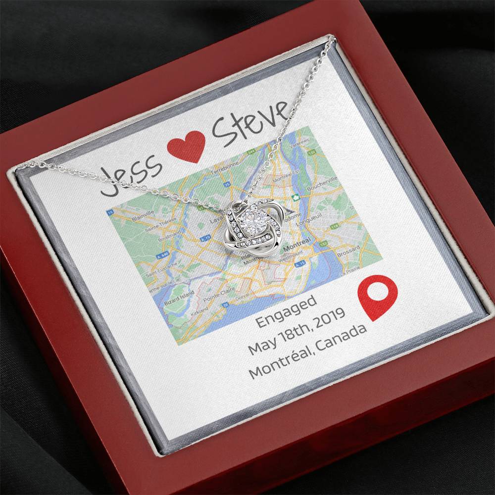 Custom Engagement Map Remember the Date Love Necklace, Gift for Fiancé, Future Wife