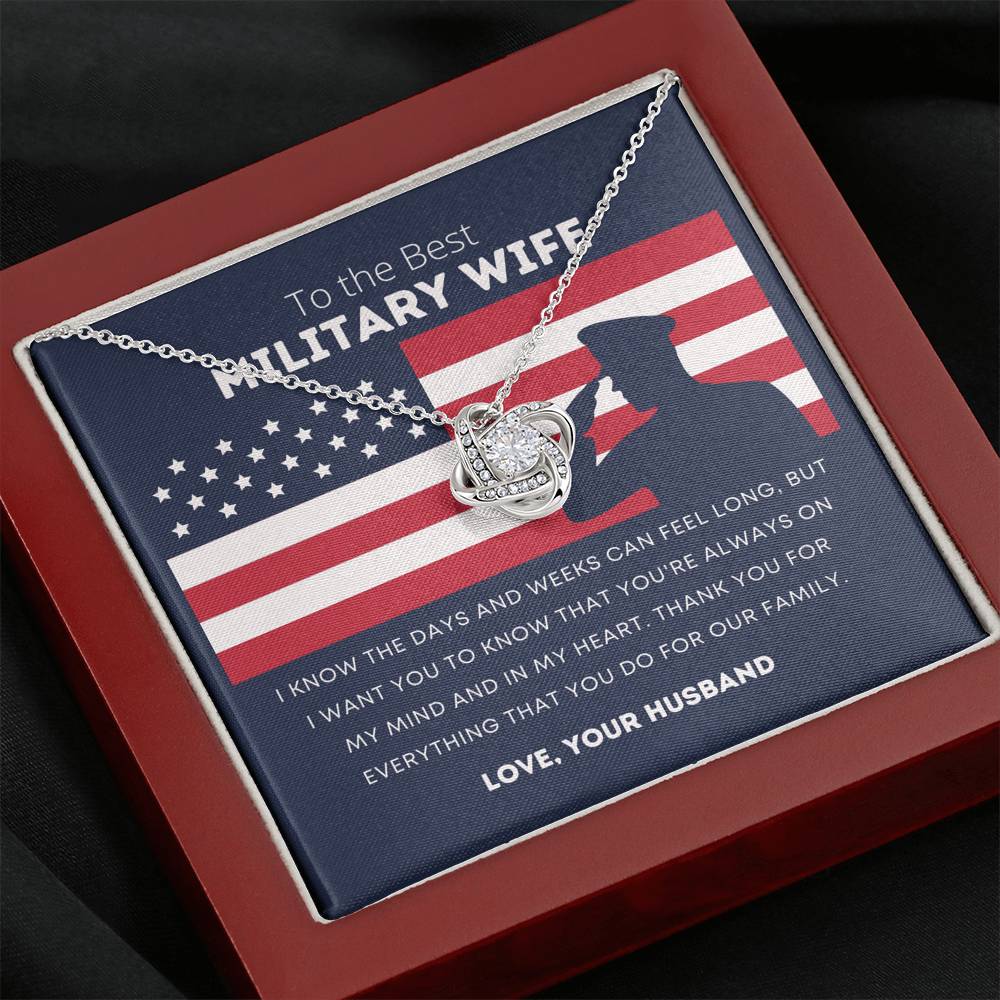 Military Wife Pendant Necklace Jewelry, Message Card Gift from Husband to Wife