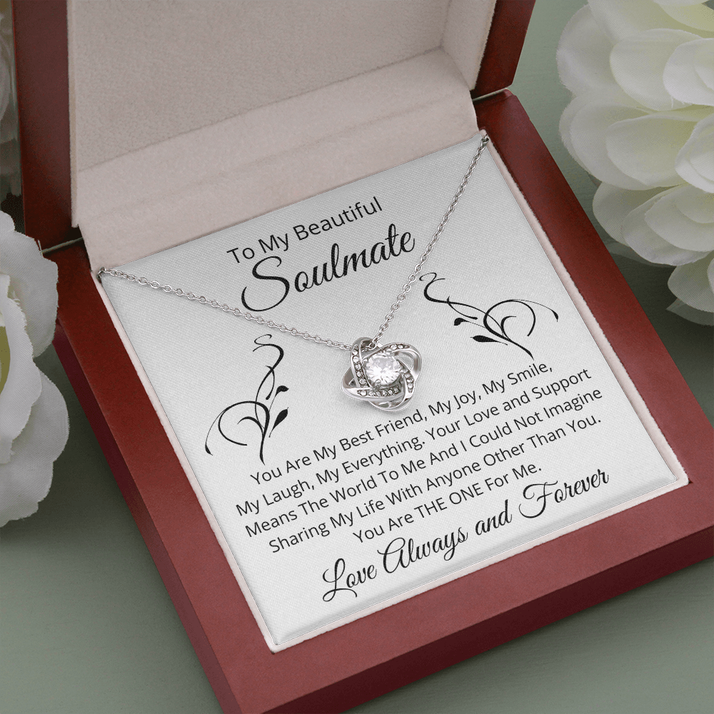 To My Beautiful Soulmate - Pendant Necklace with Message Card Gift