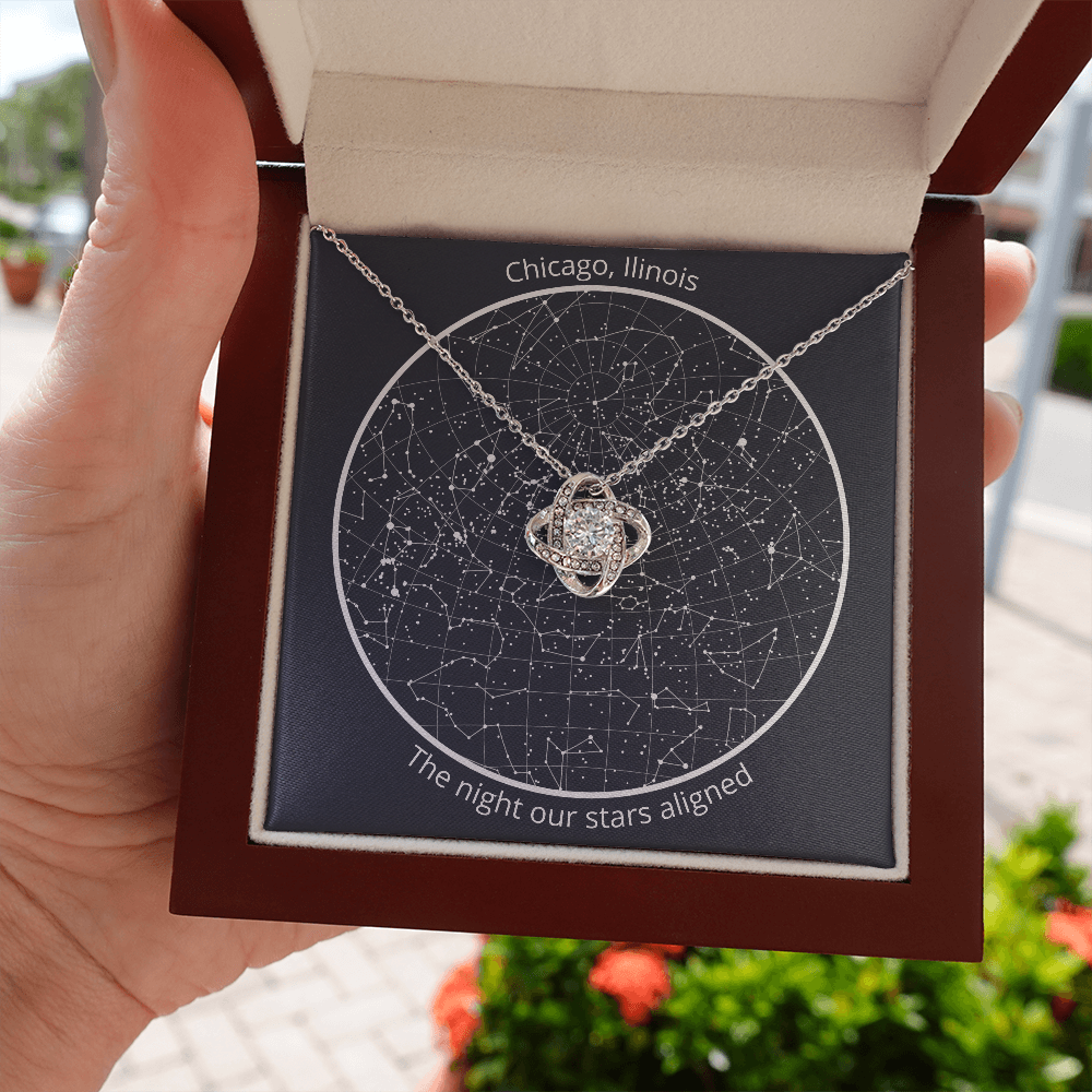 Personalized Celestial Night Sky Star Map and Pendant Necklace Gift Set