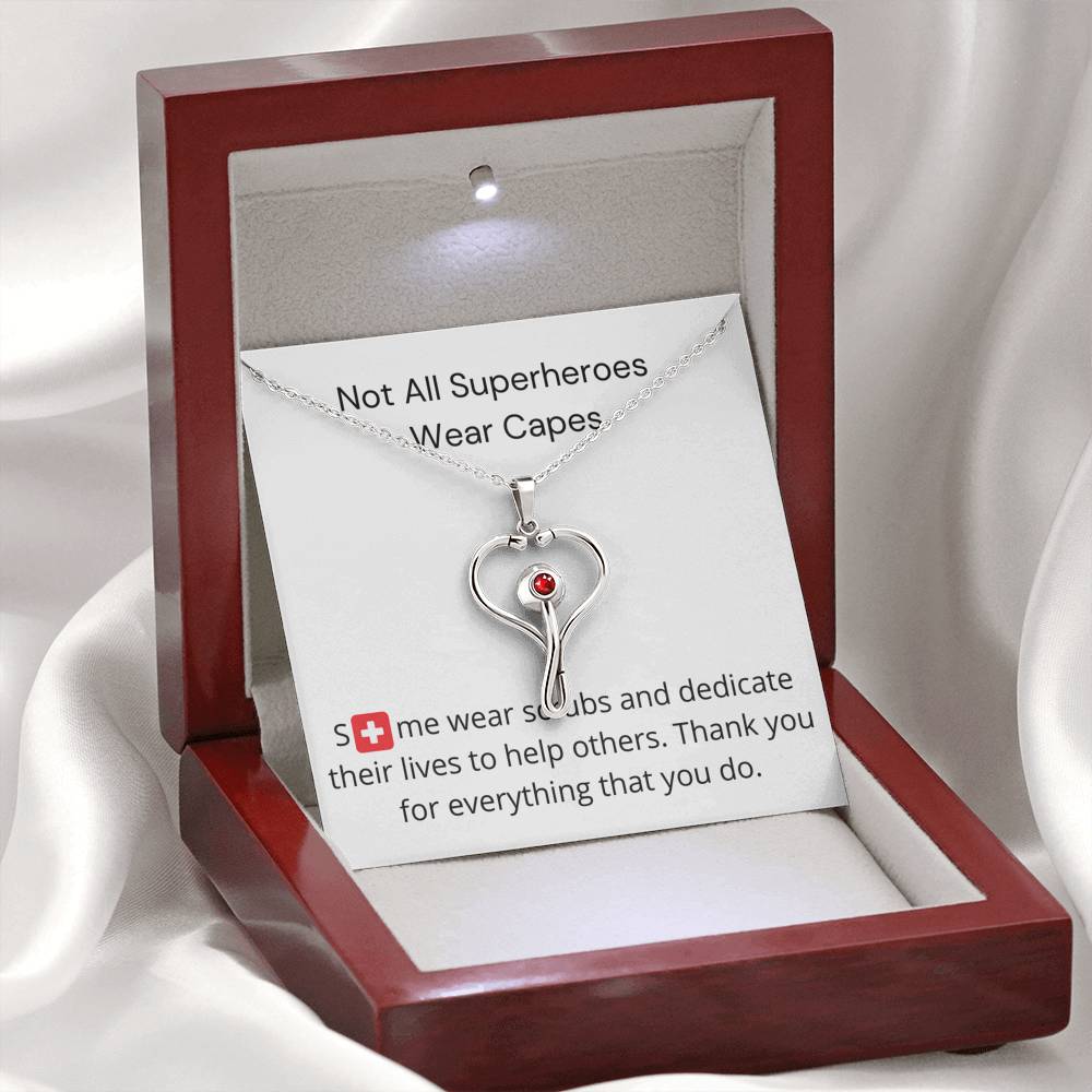 Not All Superheroes Wear Capes - Thank You Gift for Nurse - Stethoscope Necklace