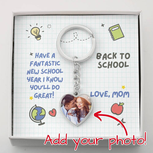 Back to School Keychain, Elementary School Keychain for her, Custom Message Card