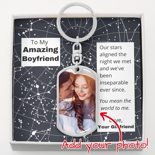 To My Amazing Boyfriend, Celestial Night Sky Dog Tag Keychain, Fort Collins CO