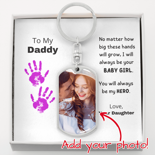Father's Day Photo Upload Keychain, Baby Girl Gift For Dad