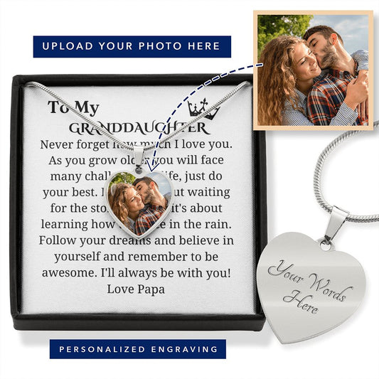 To My Badass Granddaughter Custom Message Heart Pendant