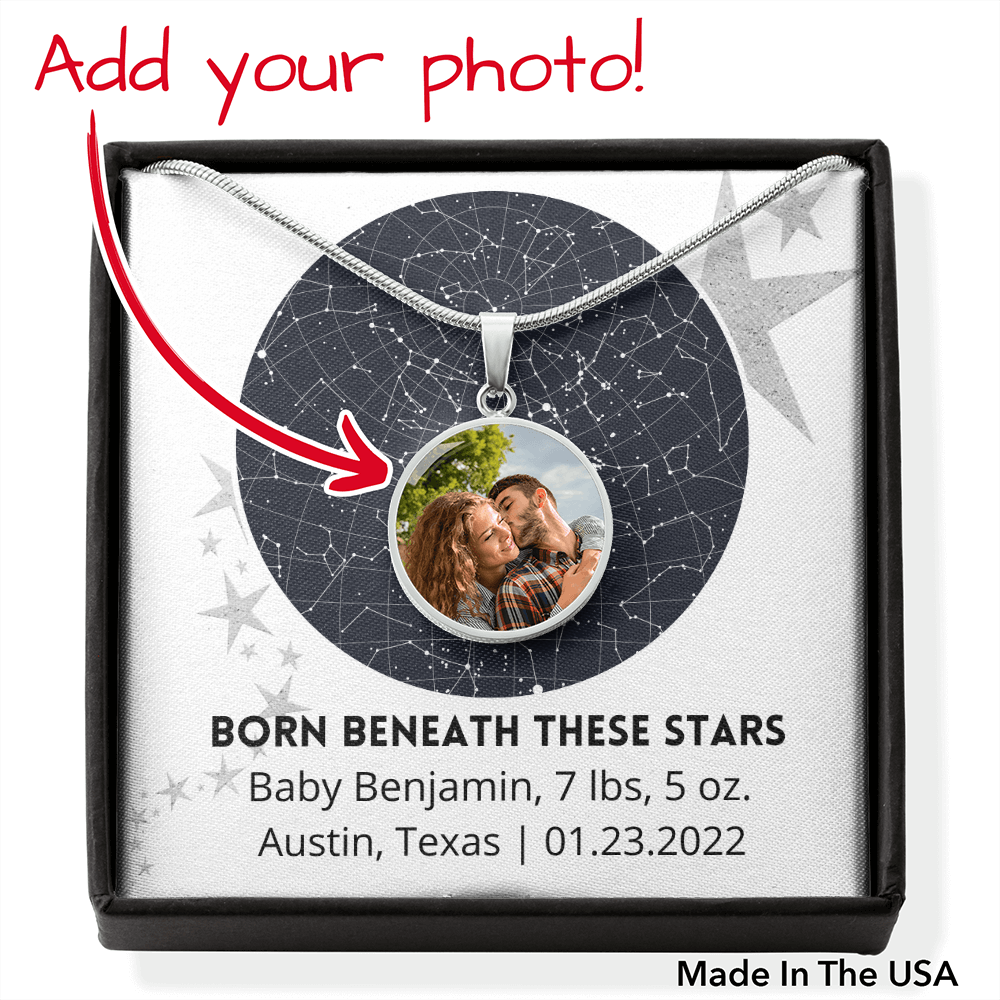 Personalized Celestial Night Sky Pendant Necklace New Mom, Grandma, Mother's Day