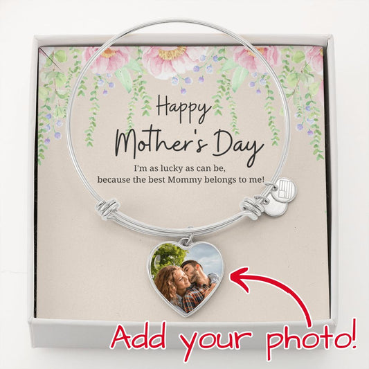 Happy Mother's Day Photo Bangle Heart Bracelet