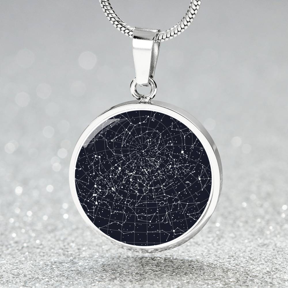 Personalized Celestial Night Sky Circle Pendant Necklace