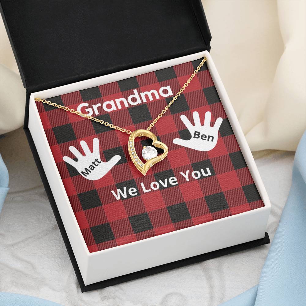 Grandma Personalized Gift from Grandchildren - Message Card Necklace Gift Set